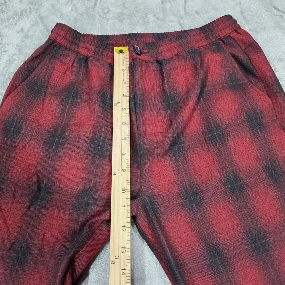 Stussy Pants Mens Small Red Black Shadow Bryan Plaid Wool Blend Skater Surf - Picture 11 of 12